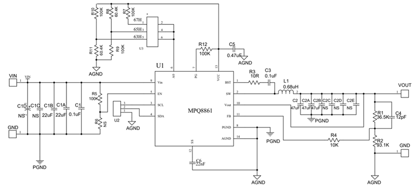 Schematic - Monolithic Power Systems (MPS) EVQ8861-LE-00A Evaluation Board